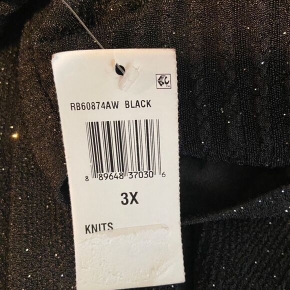 Robbie Bee Plus Faux Wrap Dress Women Black Glitter 3X Evening Party Formal NWT - Picture 4 of 7